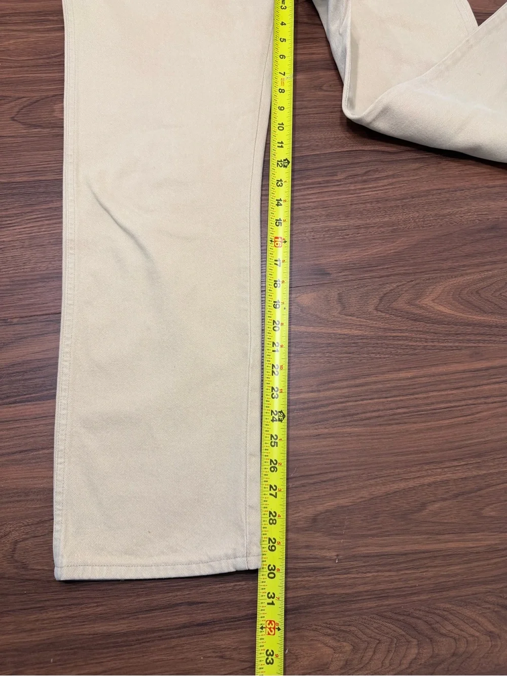 Vintage Wrangler USA Made Cream Denim Straight Jeans 34x32 Western Cowboy